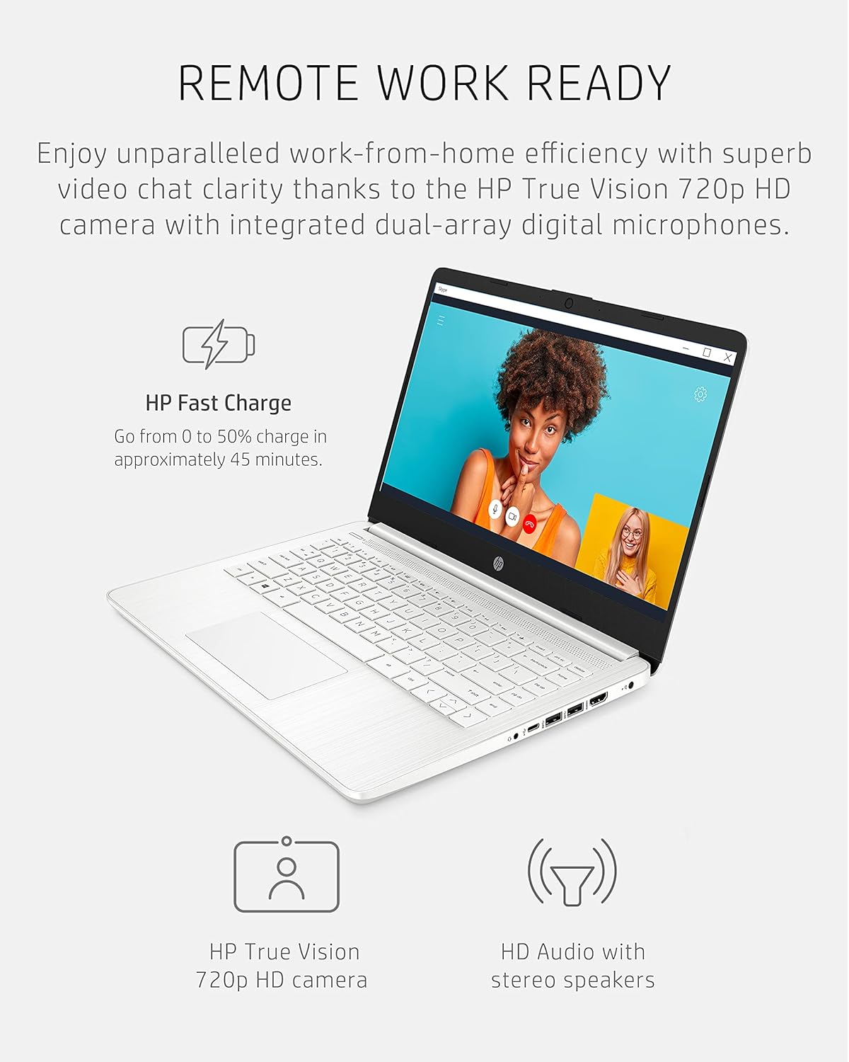 HP 14 Laptop, Intel Celeron N4020, 4 GB RAM, 64 GB Storage