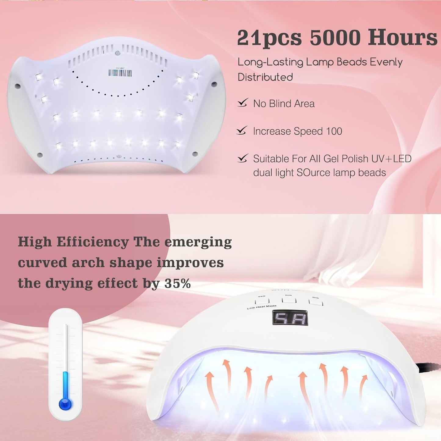 Home Simple LED Nail Light Therapy Machine – UV/LED Nail Dryer for Gel Polish