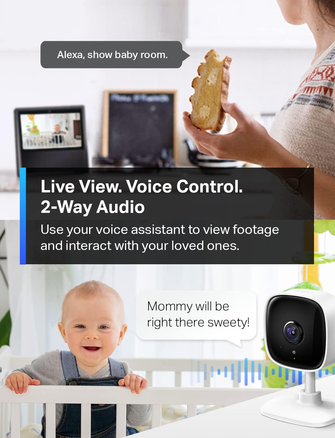 TP-Link Tapo 1080P Indoor Security Camera for Baby Monitor, Dog Camera