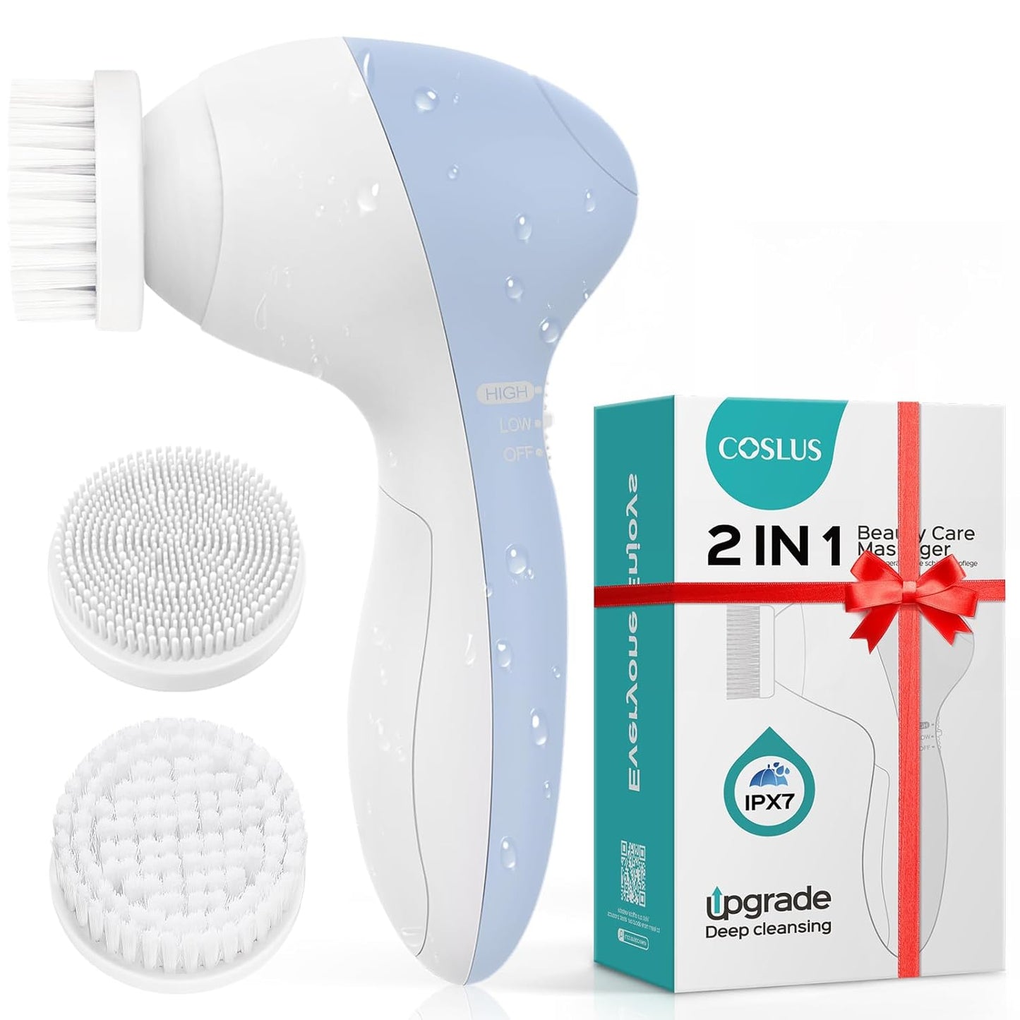 COSLUS 2-in-1 Facial Cleansing Brush – Deep Clean, Exfoliate & Glow