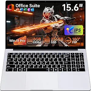 15.6" Laptop Computer, 8GB RAM 256GB SSD Celeron N4000(up to 2.6GHz) Laptop