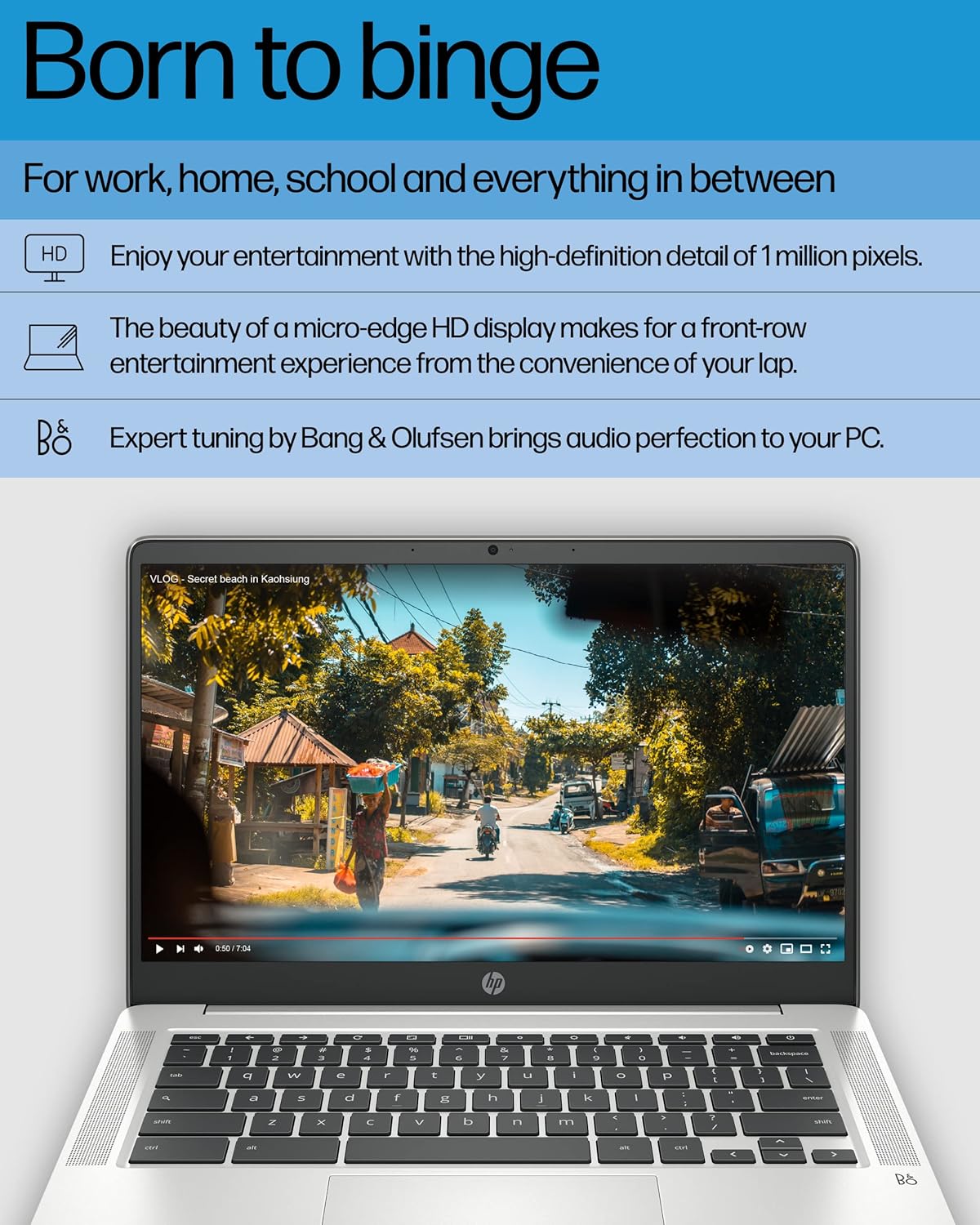 HP Chromebook 14 Laptop, Intel Celeron N4120, 4 GB RAM, 64 GB eMMC, 14" HD